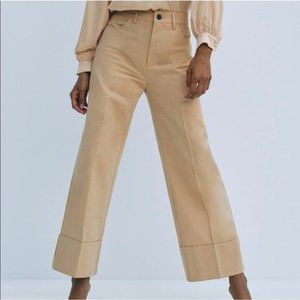 Zara Pants  Wide Leg High Rise Cuffed Trouser Boho Chic XL